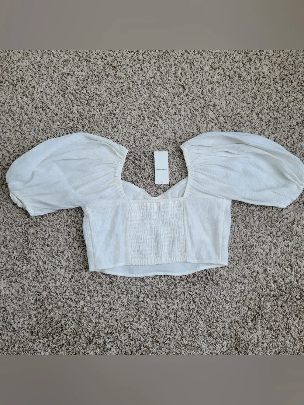 Abercrombie & Fitch Blouse Top Shirt White Ivory Chiffon Boho Crop Small NWT